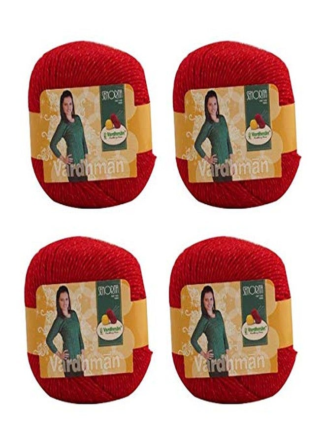 Vardhman Threads Vardhman Knitting Yarn Senorita,(4 Balls) (4 Balls, Starling Red) - Image 1